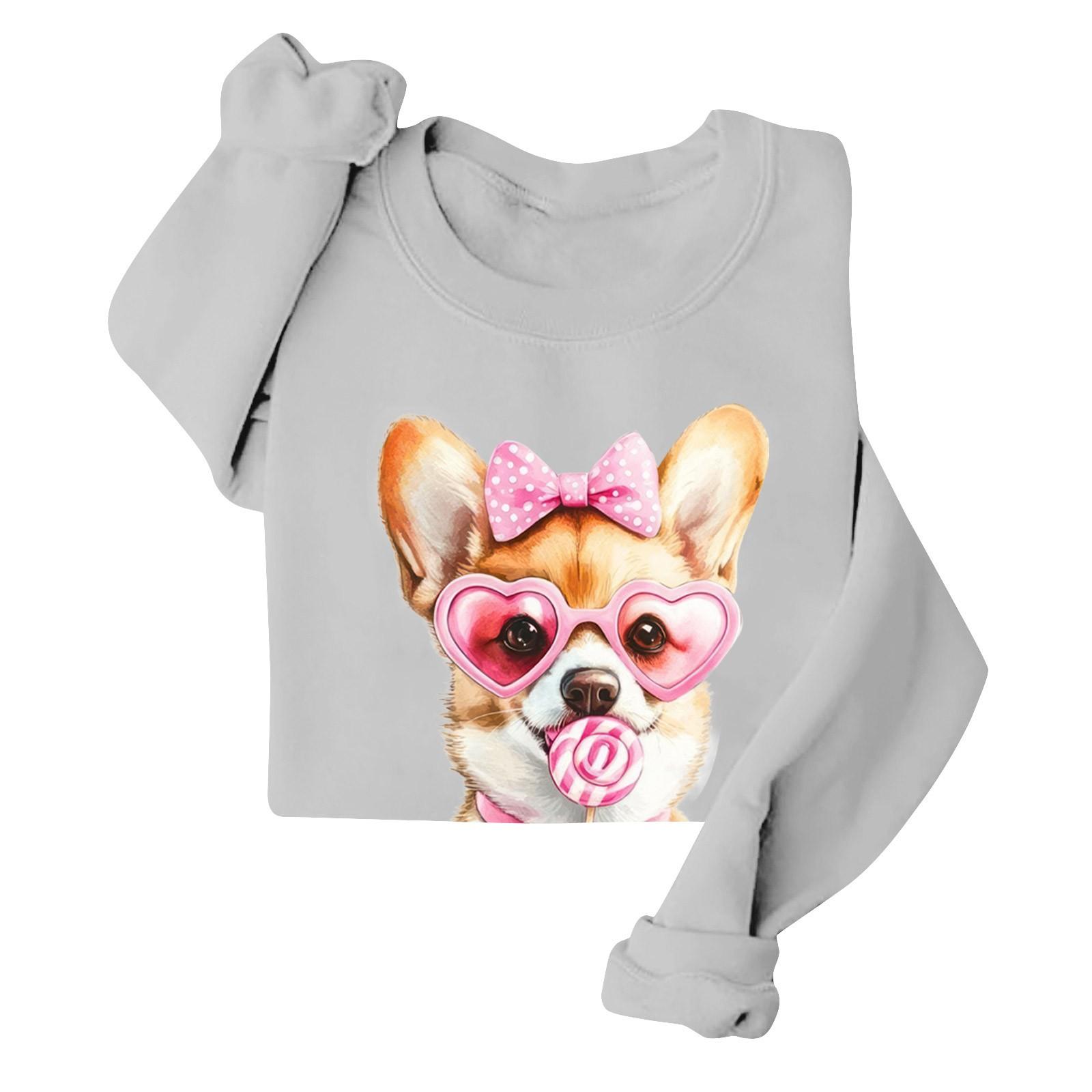 

Женские повседневные модные принты с длинным рукавом и круглым вырезом, толстовки, пуловеры, топы XXXL розовый