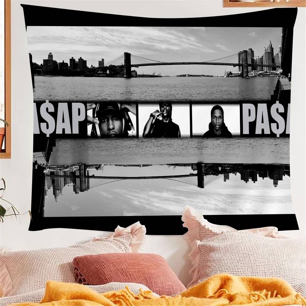 Arazzo da Parete Decorazione Casa A$AP Rocky Flag Rakim Mayers Cartone Animato da Fumare