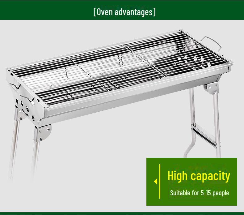 Velký přenosný bezdýmný skládací gril na dřevěné uhlí pro venkovní grilování