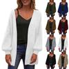 Autumn and Winter Loose and Lazy Style Soft and Sticky V-neck Sweater Jacket, New Solid Color Knitted Cardigan for Women