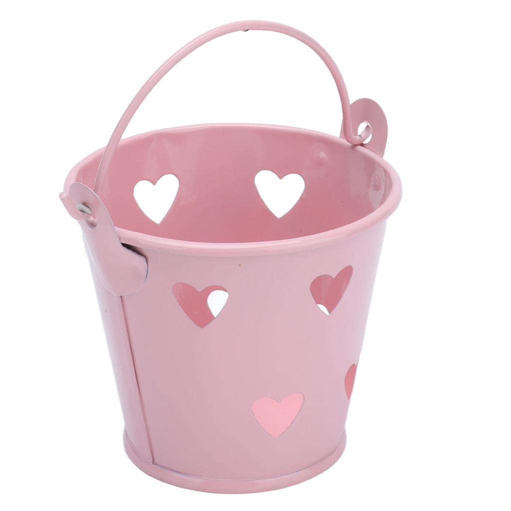 12 st Mini Metallhink Ihålig Hjärtformad Hink med Handtag för Godis Utomhus Blomma Kosmetika