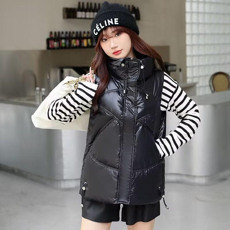 

Down vest women s winter new slim-fitting versatile fashion light vest wearing duck down sleeveless vest trendy L-130-75 kg