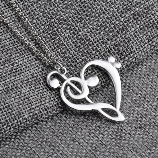 Women's Stylish Simple Hollow Musical Note Heart Pendant Chain Necklace Gift