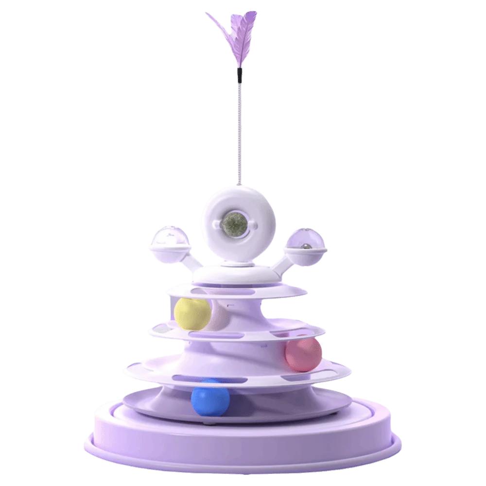 

Fun Puzzle Game Catnip Balls Cat Toy Tower 3 Layer Interactive Kitten Physical Exerciser Entertaining Pet Plaything Indoor Use фіолетовий