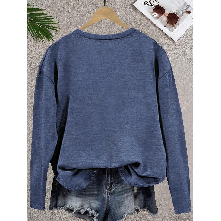 Teacher's Day Women's Elegant Style Colorful Chalk Letter Print Pattern Round Neck Long Sleeve for Spring Summer Autumn and Winter T