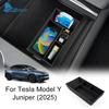 Silicone Car Central Console Storage Box for Tesla Model Y Juniper Launch 2025 2026-UP Tidying Black Tray Organizer Accessories