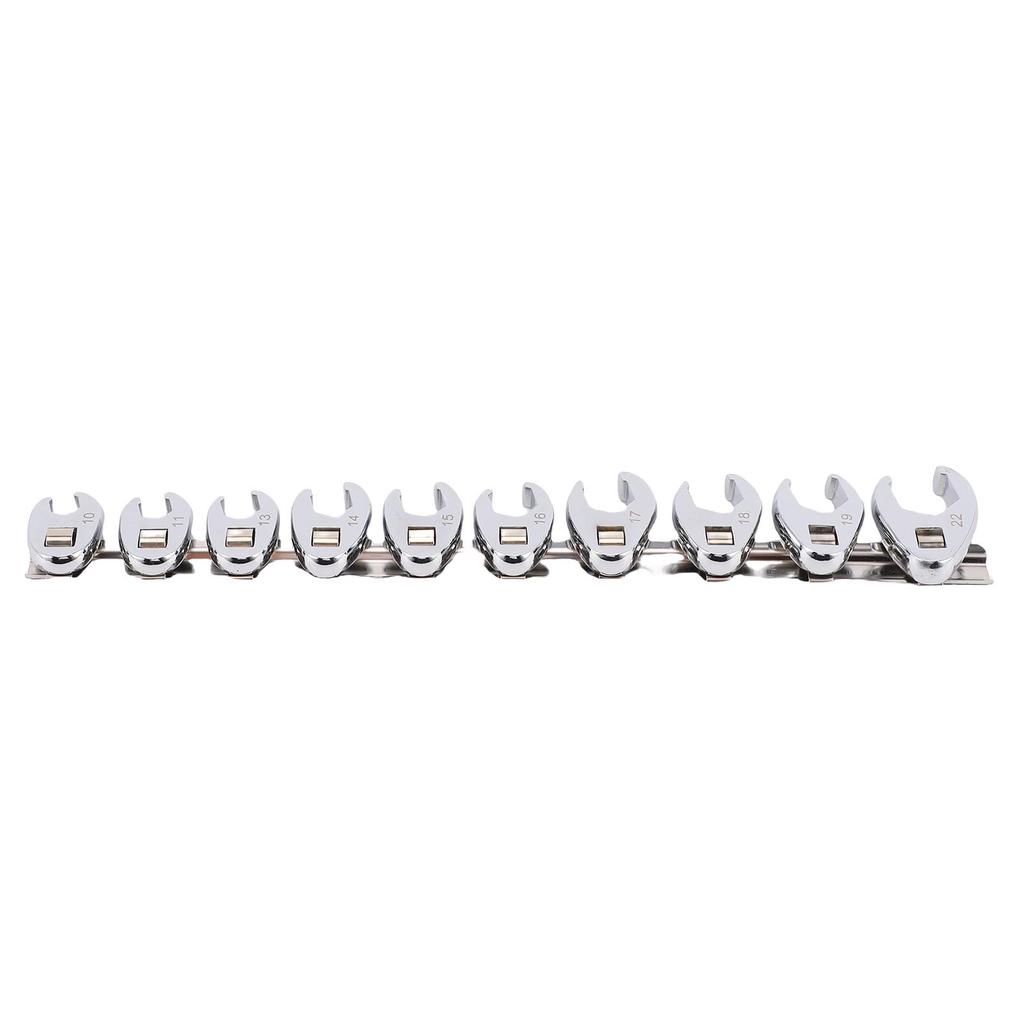 10 PCS 3 8 Inch Metric Crowsfoot Wrench Set Crows Foot Wrench Head Set with Clip On Organizer 10 11 13 14 15 16 17 18