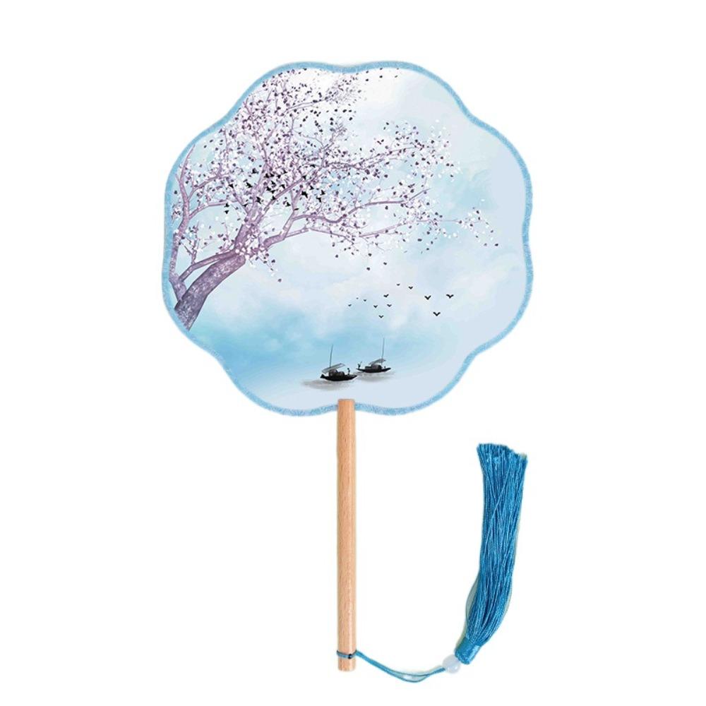 Tassels Embroidery Fan Handheld Silk Fan Ancient Chinese Style Round Fan  Home Decor