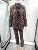 2024 Leopard Print Women's Autumn Winter Fashion Cardigan Jacket and Trousers Set