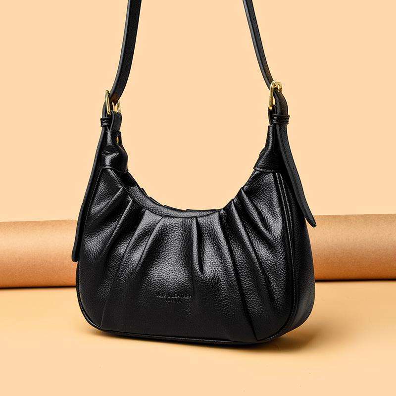 Minimally Designed Women's Shoulder Bag - Solid Color Pleated Handbag Fashionable Crossbody Bag Suitable for Daily Use and Shopping
