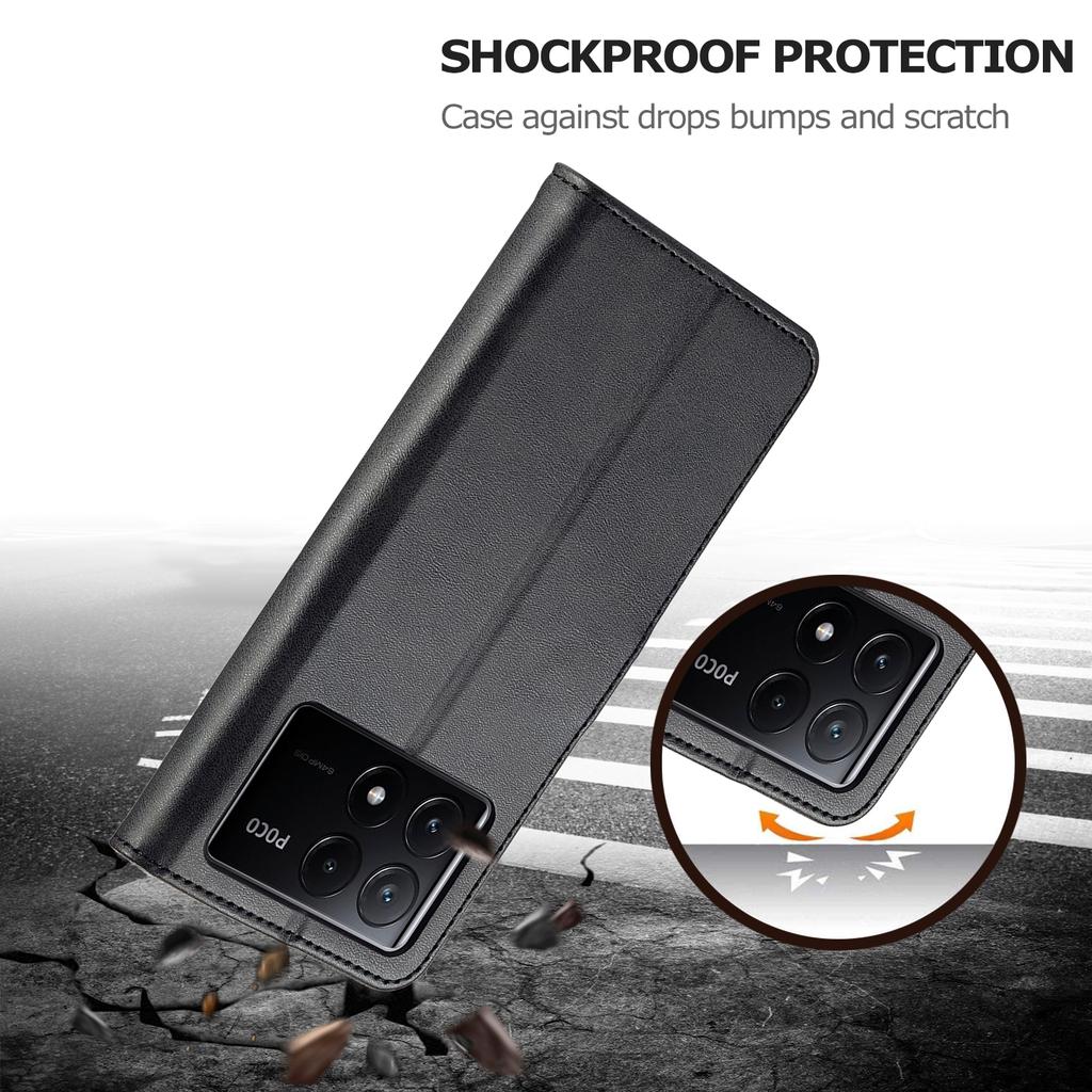 LC.IMEEKE For Xiaomi Poco X6 Pro 5G/Redmi K70E 5G Case Calf Texture Leather Wallet Flip Phone Cover