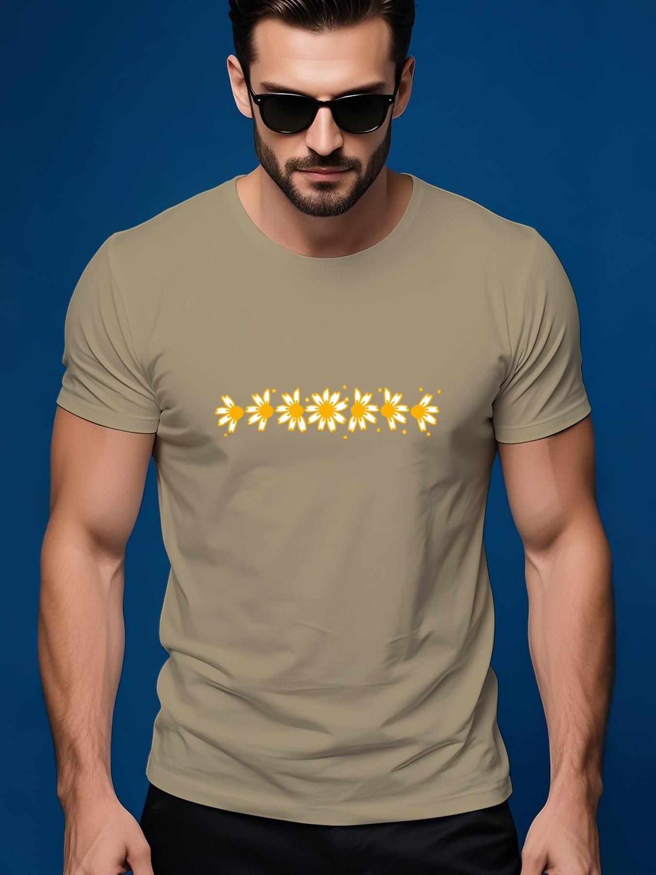 Short Sleeve Tshirt - Vibrant Yellow Summer Tee with Subt... XXXL