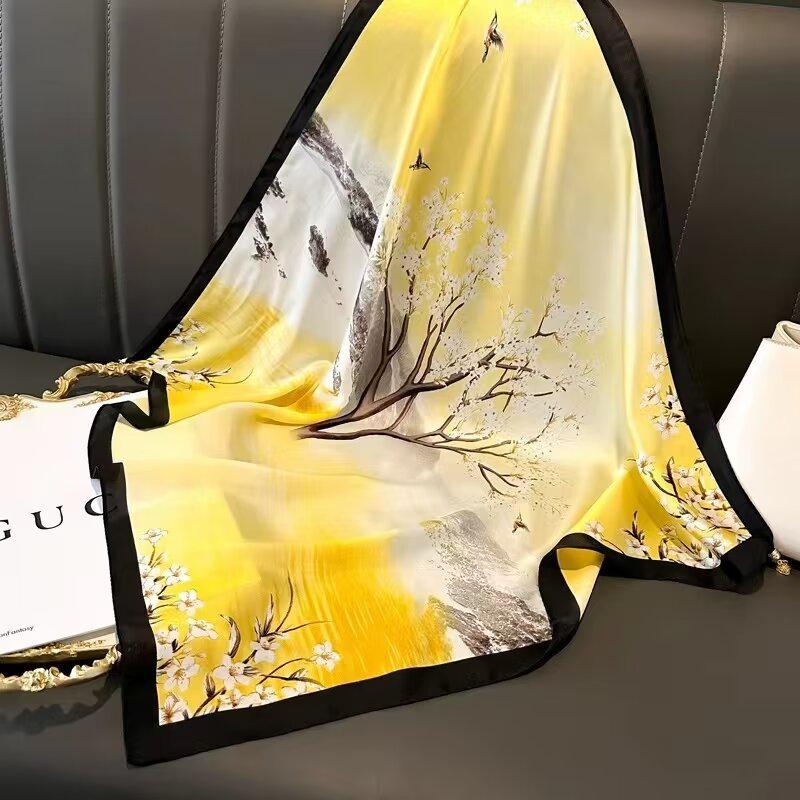 High-End Retro Korean-Style Silk Square Scarf: Versatile Fashion Accessory for Women