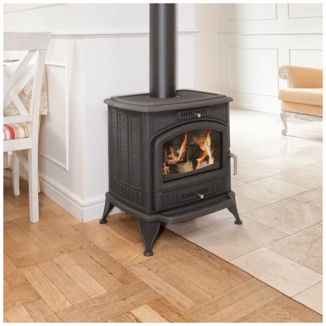 Wood Burning Cast Iron Stove KRATKI K6 Ø 130 8 kW with Accessories