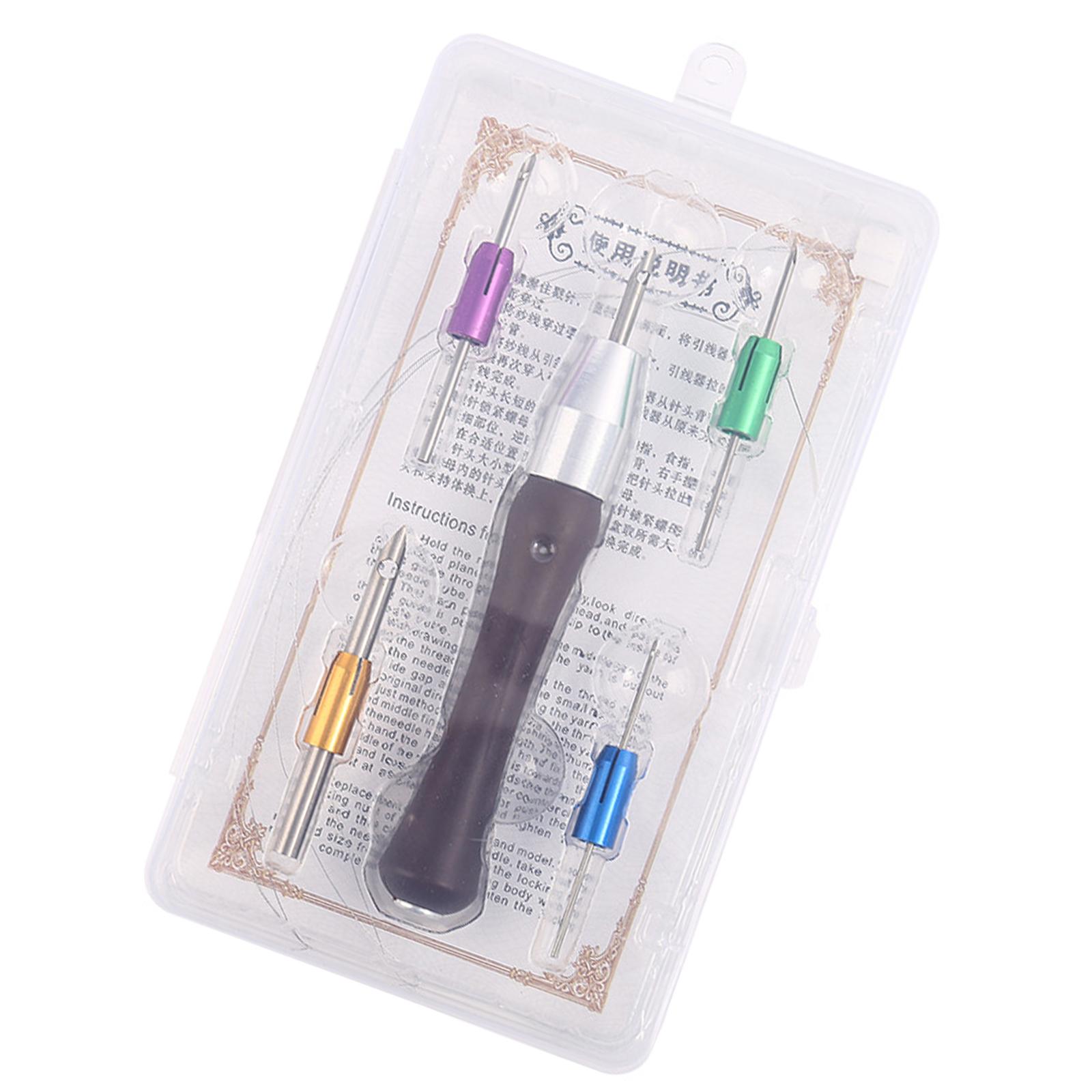 

Набор для вышивания с иглами для пробивания отверстий, головка с 4 иглами для пробивания отверстий, 2 нитевдевателя, ручка для вышивания с деревянной ручкой для вышивки