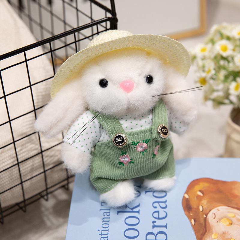 Cartoon Dressed In Pastoral Rabbit Doll Sleep Comforting Doll White Rabbit Pendant Doll Plush Toy