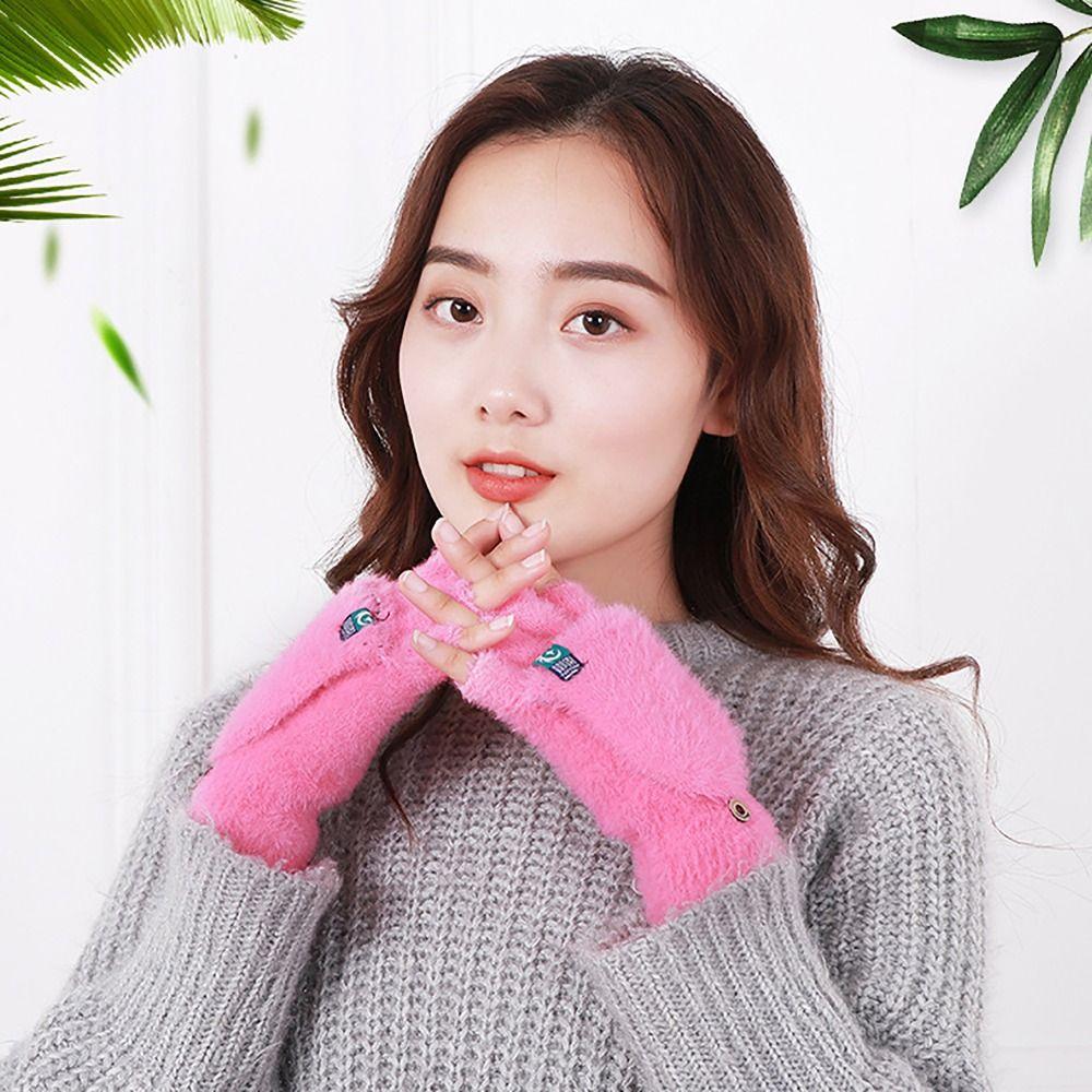 Plush Winter Gloves Screen Touchable Hand Warmer Fashion Glove Bracers  For Woman Girls