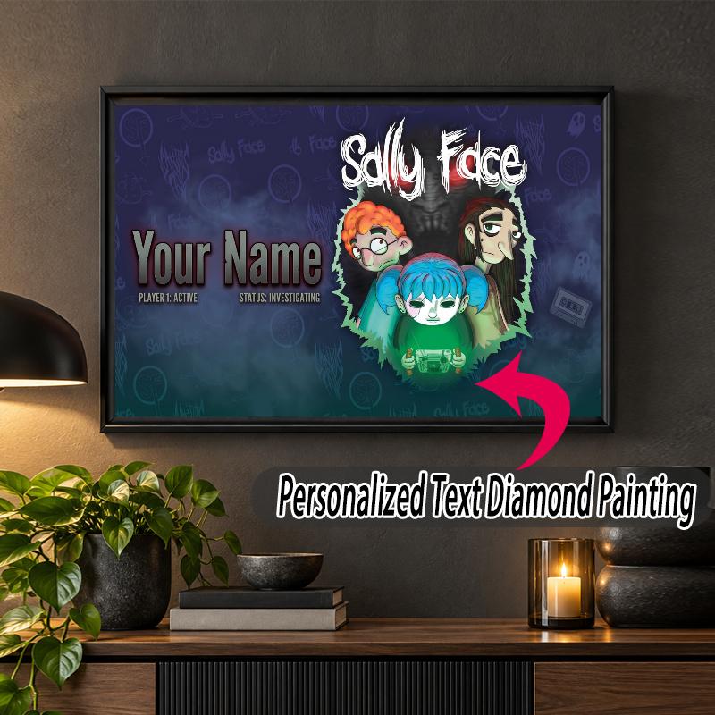 Sally Face Custom Name Text 5D Diamond Painting Kit DIY Full Drill Diamond Art Decoration