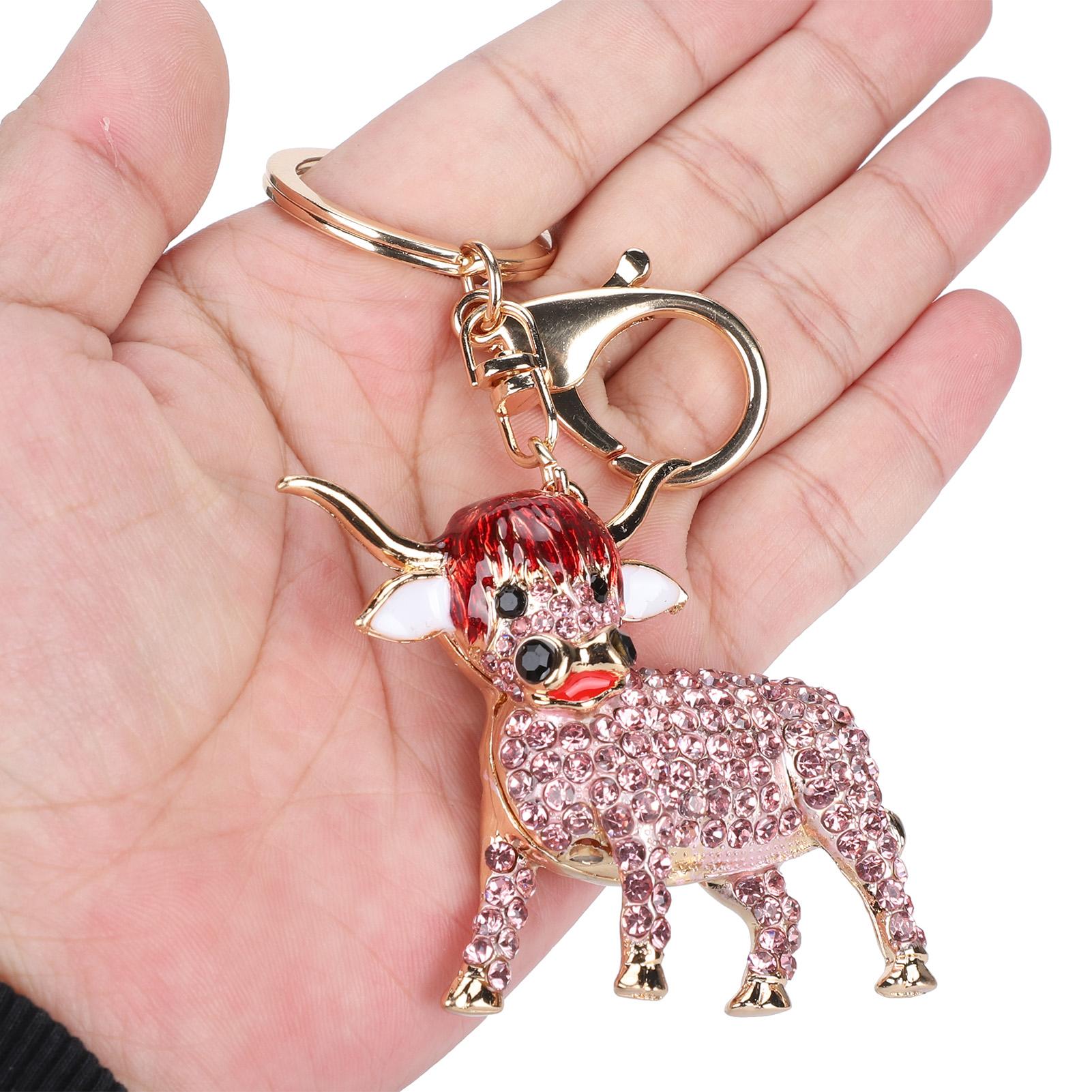 2Pcs Keychain Pendant Cartoon Zinc Alloy Small Cow Shape Key   Decoration Gift