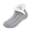 Warm Indoor Floor Socks with Cable Texture, Plush Lining and Traction Dots for Walking Around the Home in Cool Weather