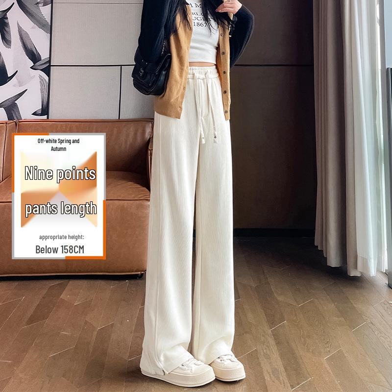 High-Waisted Fleece-Lined Wide-Leg Women's Pants for Autumn/Winter - Casual, Petite, and Straight-Leg Sports Sweatpants.