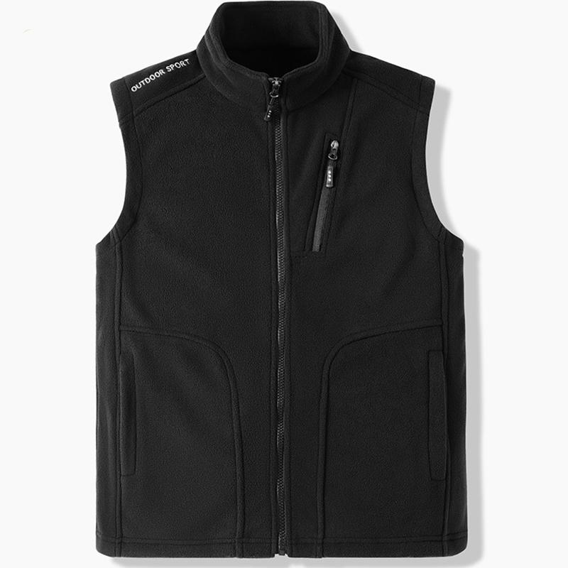 

Осенняя мужская повседневная куртка-жилет для улицы, однотонная, со стойкой, ветрозащитная, из поларфлиса, жилет для рыбалки, пешего туризма, мужской S