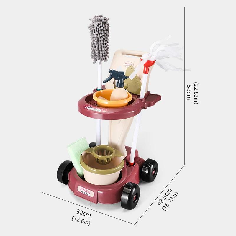 Simulation Housework Cleaning And Hygiene Cart Tool Set Kids Toys Sanitation Playing House Toys Parent-Child Interaction Game