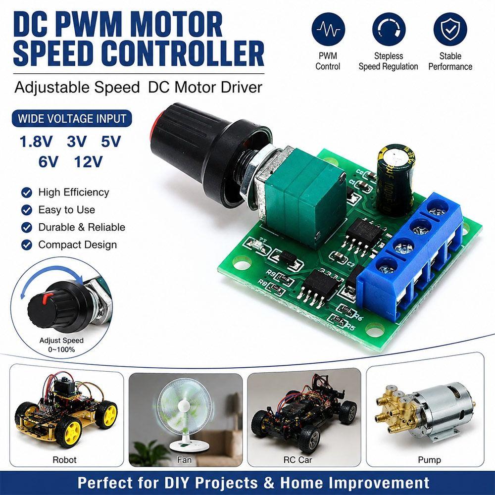 1.8V 3V 5V 6V 12V DC Motor Controller Motor Speed Regulator Circuit Board Projects