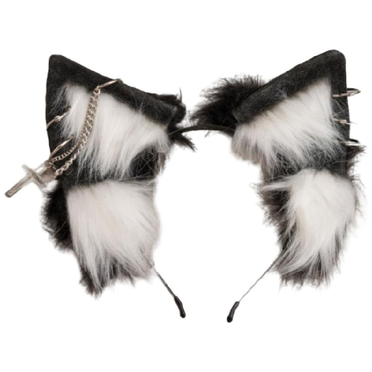 Стильные ободки с волчьими ушками, мягкие ободки с ушками животных, регулируемый обруч для волос для дополнения праздничного или вечернего наряда 1