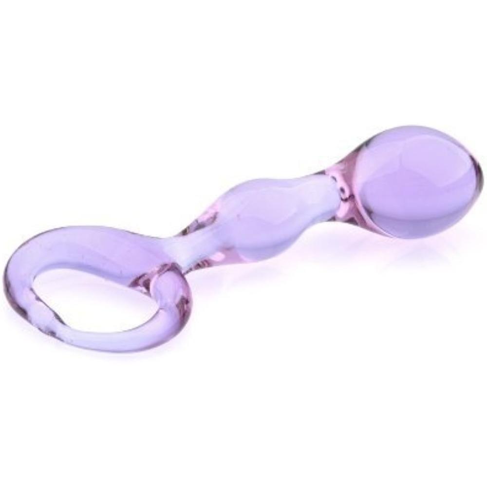 Purple Clear Glass Crystal Quantity Wand with Ring Plug