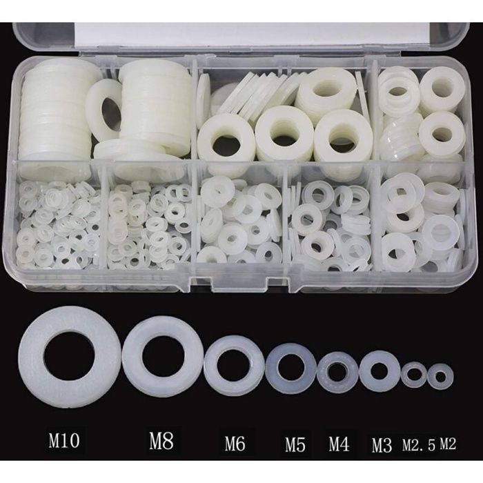 AIMOONSA Rondelles nylon M2–M10, pack 520 pièces – entretoises plastiques résistant