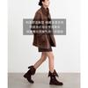 Niche Button Foldable Slim Pile Boots But Knee Leather Boots Two Wear Women's Medium Tube Knight Boots Long Tube Martin Boots