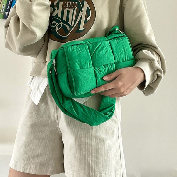 Contemporary Cotton Space HandbagsLarge Puffer Woven Shoulder Bag for Women