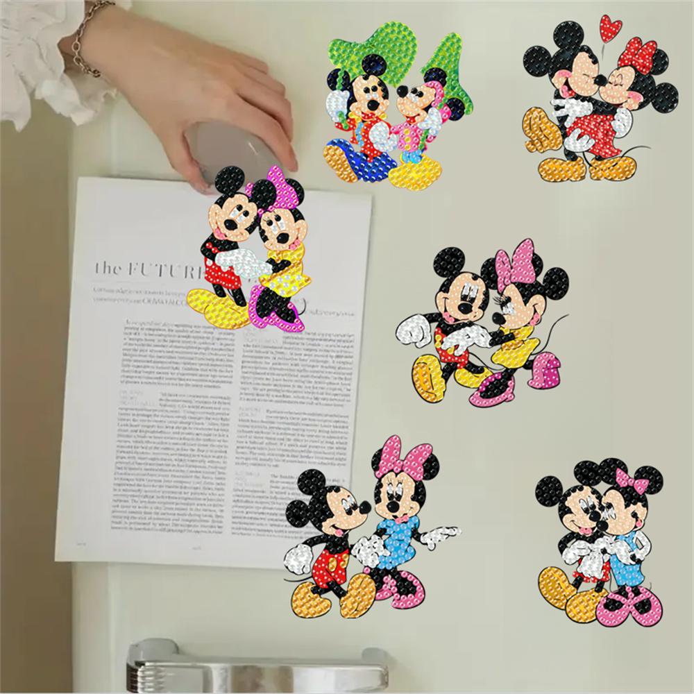 6Pcs Mickey Minnie Series Diamond Art Fridge Magnet Diamond Painting Refrigerator Magnet Diamond Painting Fridge Magnet for Adults Beginners