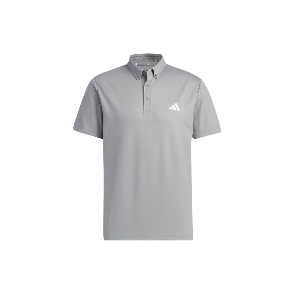 Adidas Solid Color Straight-Cut Short Sleeve Polo Shirt Men Tops Gray HS9046