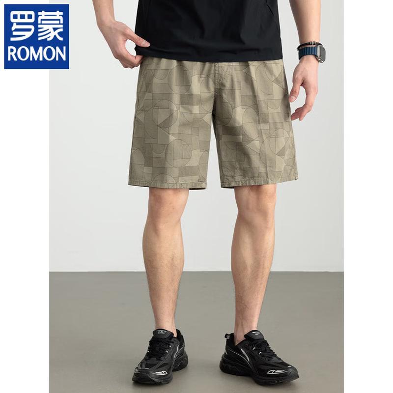 

ROMON Men s Cotton Washed Camo Beach Shorts 3XL