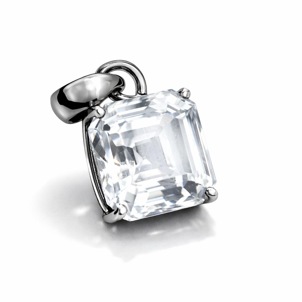 

Sapphire Silver White Pendant Gemstone Natural 27.05 Ct Square Cut CERTIFIED AR-3648-Sa 13.5 mm approx білий