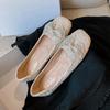New Flats Shoes for Women Spring Summer Beautiful Crystal Bowknot Slip-on Silk Loafers Girl Comfortable Boat Shoes 35-43