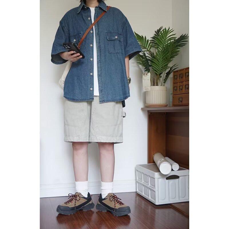 Kortermet Herre Designfølelse Nisje Sommer Trend Topp Allsidig Kjekk Fritidsskjorte