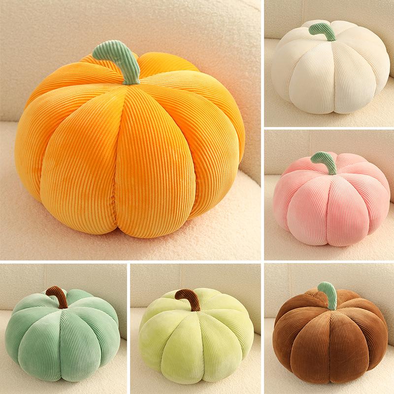 Creative Ribbed Pumpkin Pillow - Round, Solid Color for Sofa or Bedside