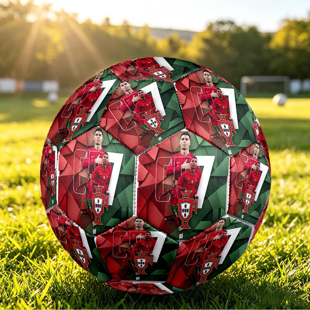 Portugal Football Printed Size 5 Soccer Ball Wear Resistant Standard Adult Training Football Fan Gift for Indoor Outdoor Match Sports