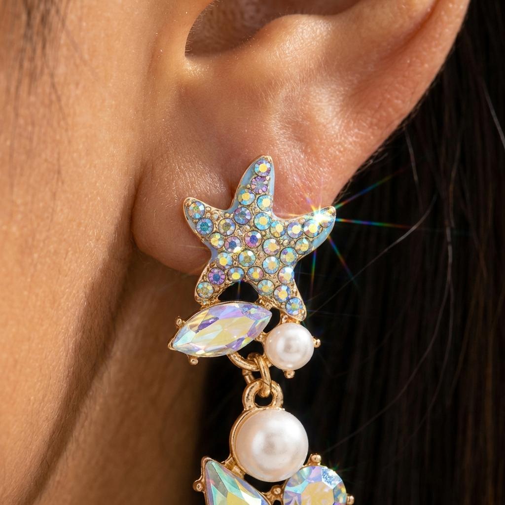 Luxury Colorful Zircon Star Long Tassel Dangle Earrings for Women Delicate Crystal Waterdrop Earring Girls Party Wedding Jewelry