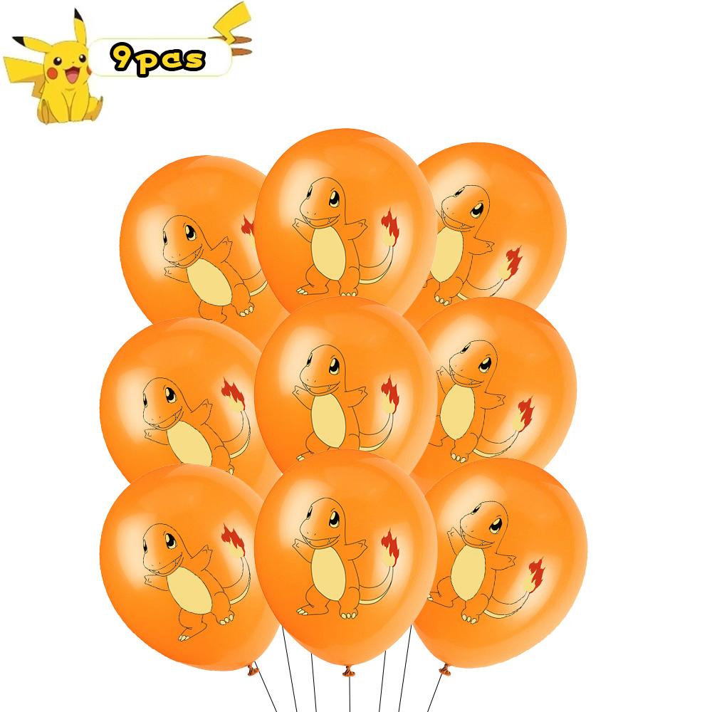 9/18pcs Pokemon Latex Balloons Birthday Decorations Cartoon Pikachu Squirtle Characters Children Baby Shower s Round Sensory Durable Bouncy Elastic