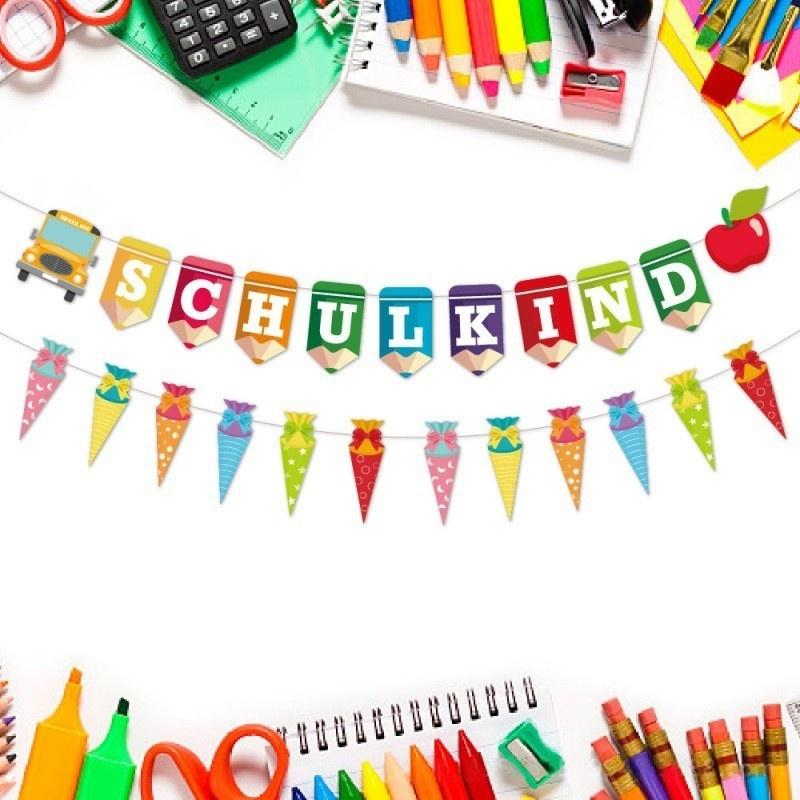 1pc Schulkind Letters Garland Sugar Bags Bunting Hanging Decoration For First Day Of School Schulandfang Banner Party Decor