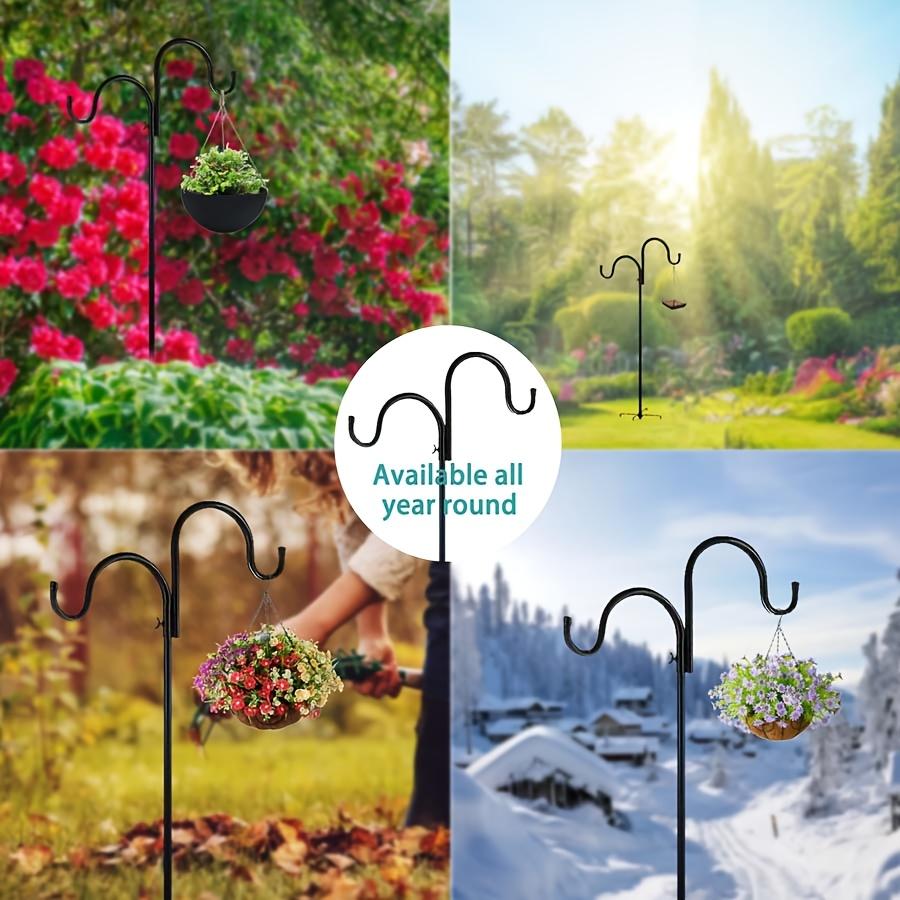 [Heavy Duty] Heavy Duty Garden Shepherd Hook | 5-Prong Base | Adjustable Bird Feeder Pole, Solar Light & Plant Hanger