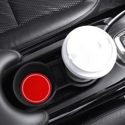 Auto Untersetzer Glitzernde Strassstein Becher Einlegeuntersetzer Rutschfeste Silikon Getränkehalter Matten für die meisten Fahrzeuge