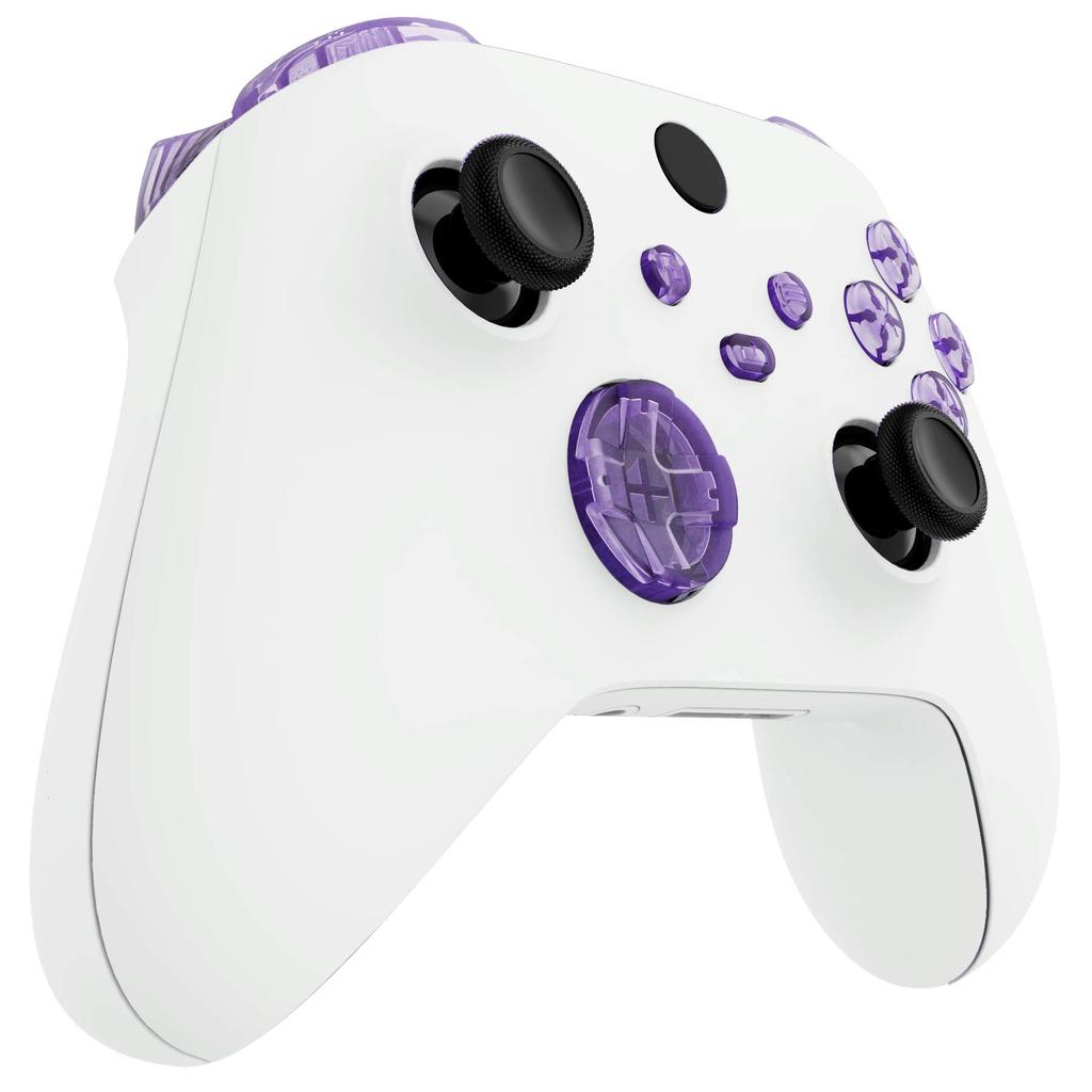 eXtremeRate Transparent Replacement Buttons for Xbox Series X LB RB LT RT Bumper Triggers ABXY Sync Share Key & X, D-pad Start/Back [Clear Purple]