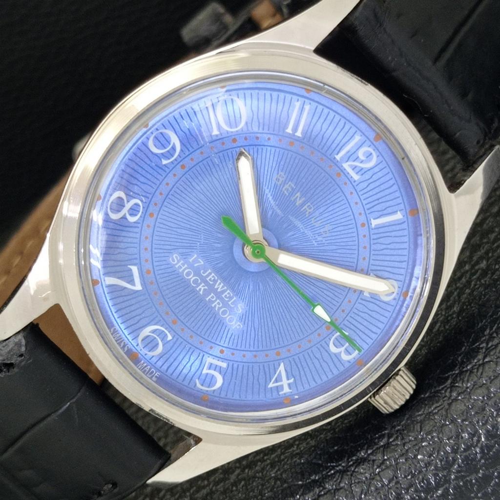 

ШВЕЙЦАРСКИЕ МУЖСКИЕ ВИНТАЖНЫЕ ЧАСЫ BENRUS С РУЧНЫМ ЗАВОДОМ, ЦИФЕРБЛАТОМ СИНЕГО ЦВЕТА a500450-2 R151c-a500450