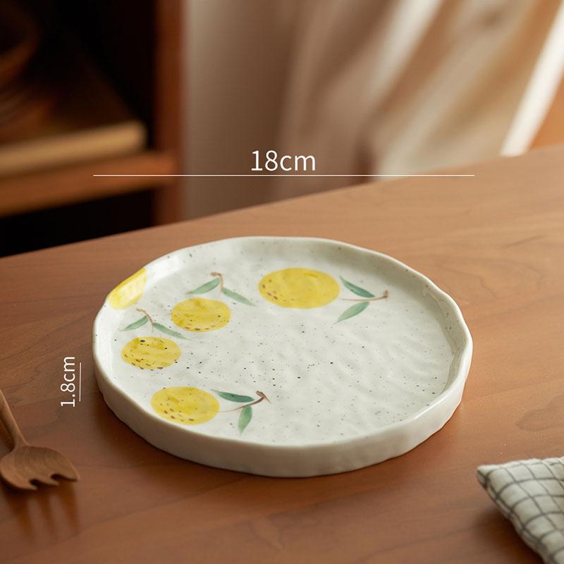 

Керамическая тарелка с фруктовым узором, расписанная вручную, креативная десертная тарелка, тарелка для стейка, миска для пасты, миска для закусок, домашняя специальная посуда