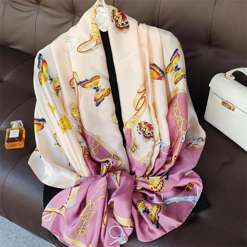 180*90cm muffler fashion Luxury Brand Scarf Women New Style Fashion Color Matching Print Silk Lady Popular Headcloth Beach Shawl